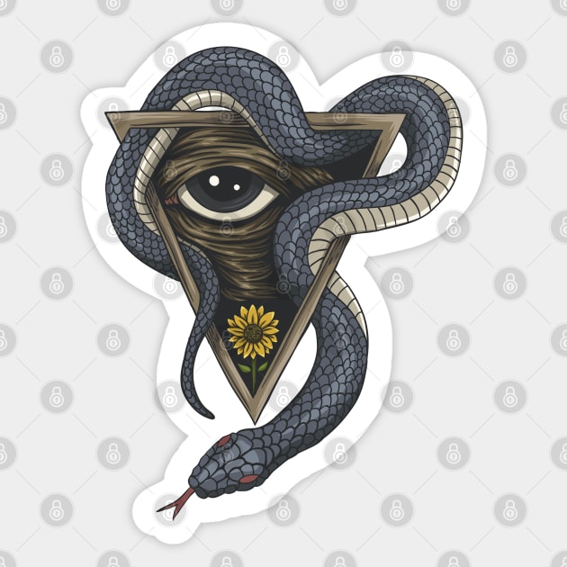 Snake One Eye Illustration Sticker by Mako Design 